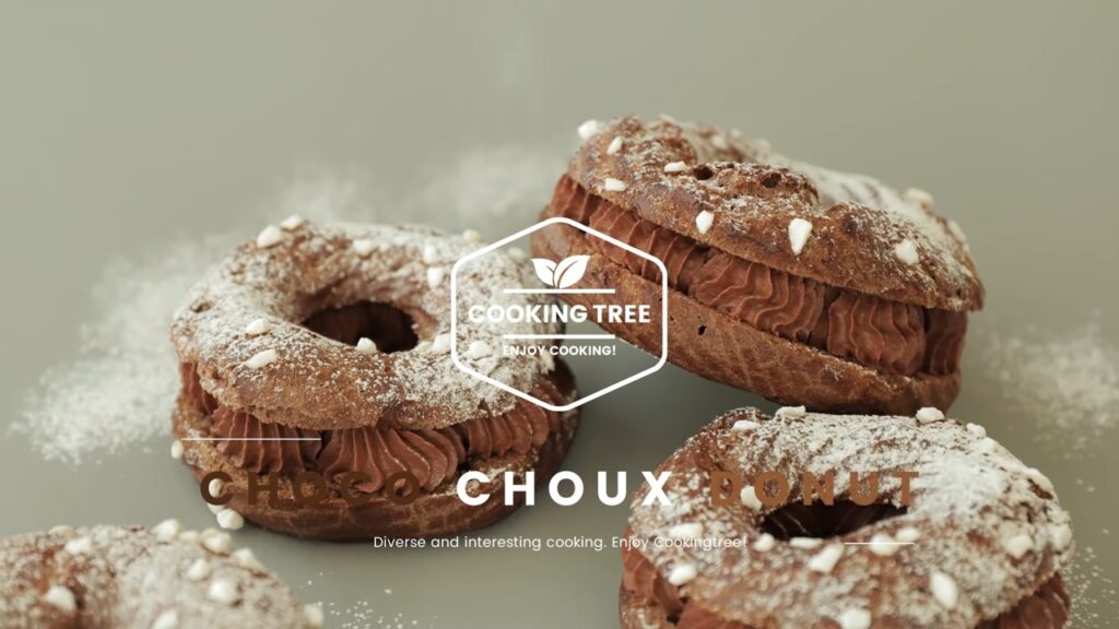 Chocolate choux donut Recipe Choco cream puff Cooking tree