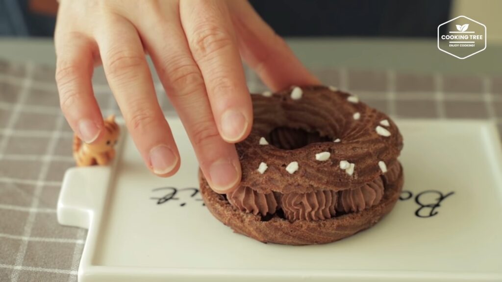 Chocolate choux donut Recipe Choco cream puff Cooking tree