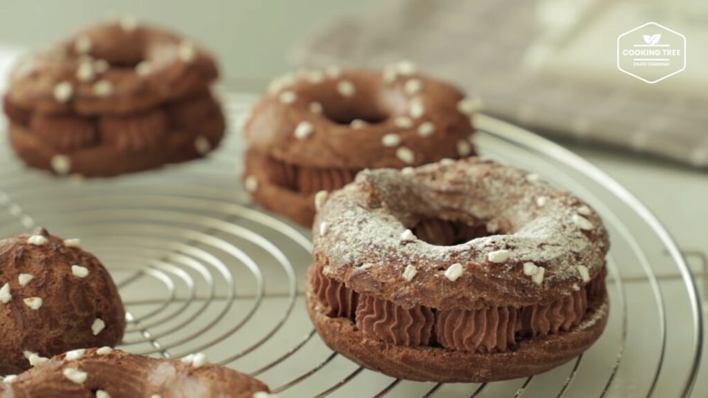 Chocolate choux donut Recipe Choco cream puff Cooking tree