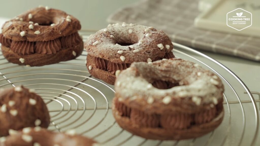 Chocolate choux donut Recipe Choco cream puff Cooking tree