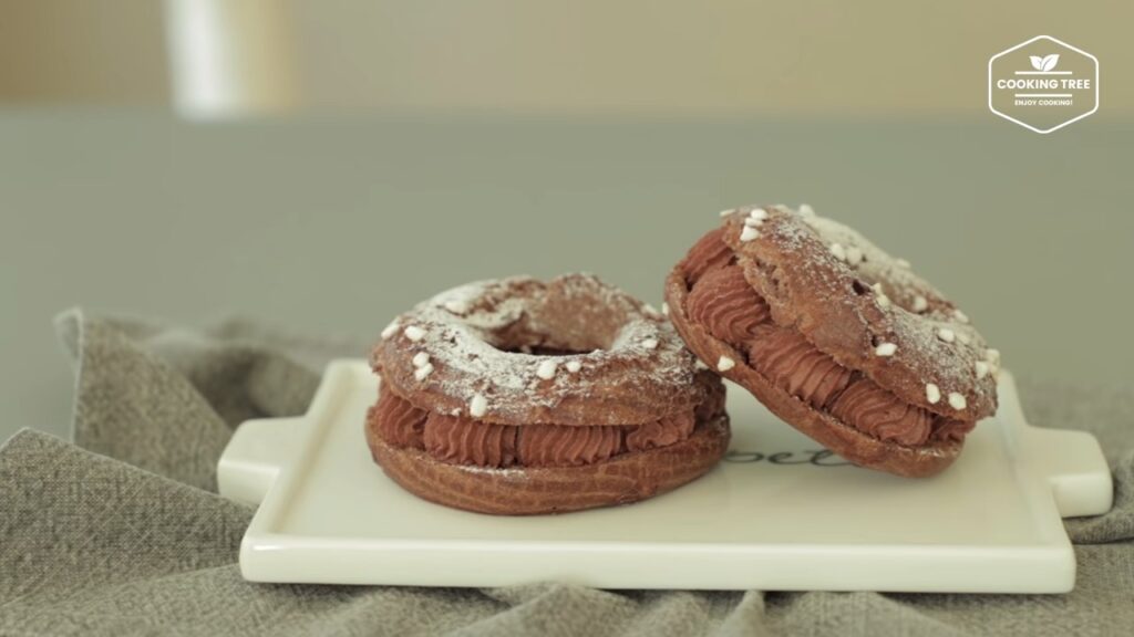 Chocolate choux donut Recipe Choco cream puff Cooking tree