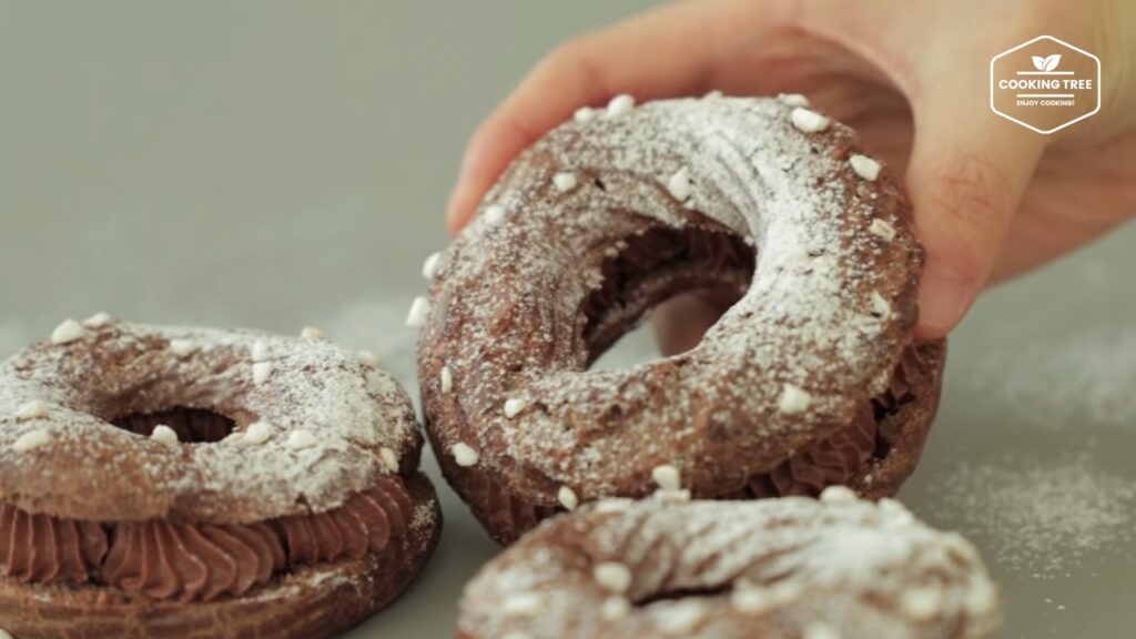 Chocolate choux donut Recipe Choco cream puff Cooking tree