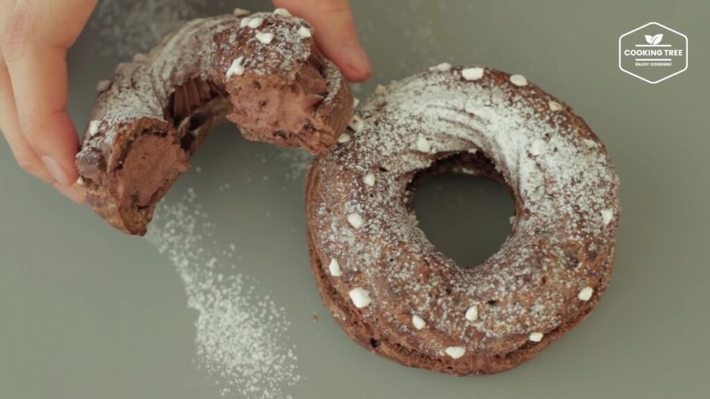 Chocolate choux donut Recipe Choco cream puff Cooking tree