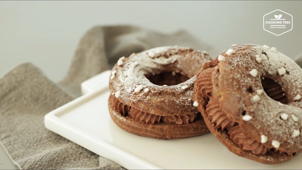 Chocolate choux donut Recipe Choco cream puff Cooking tree