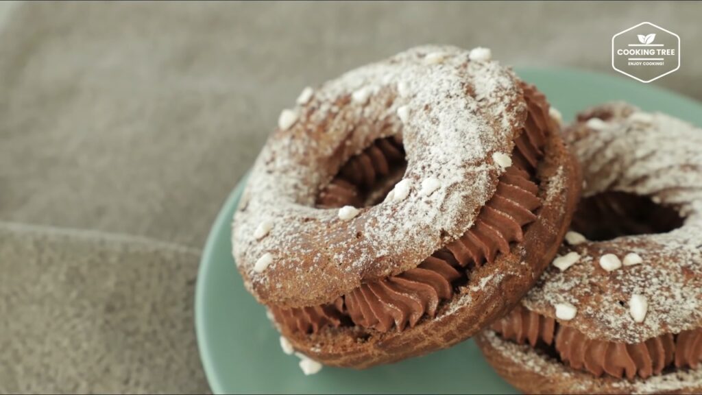 Chocolate choux donut Recipe Choco cream puff Cooking tree