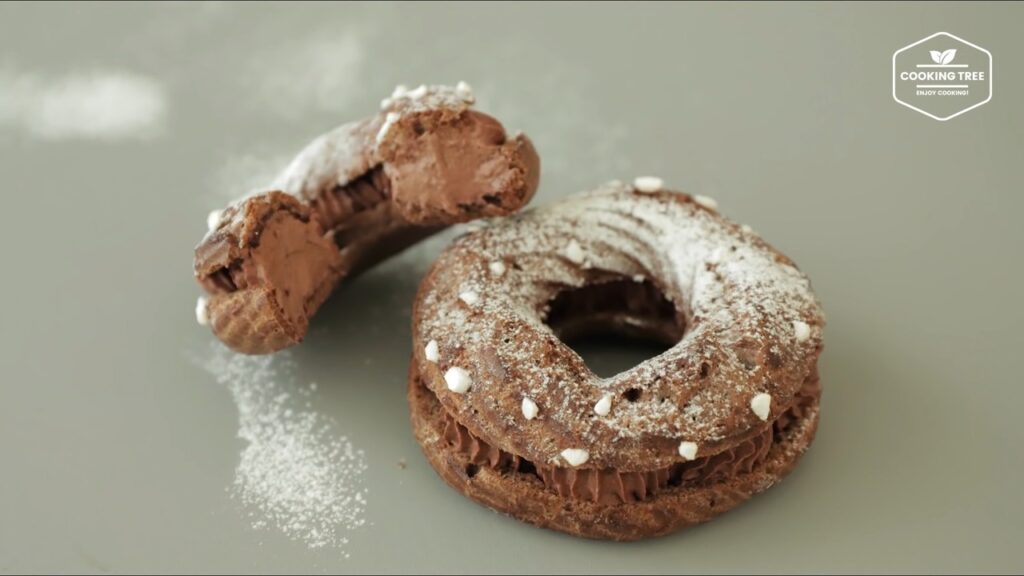 Chocolate choux donut Recipe Choco cream puff Cooking tree