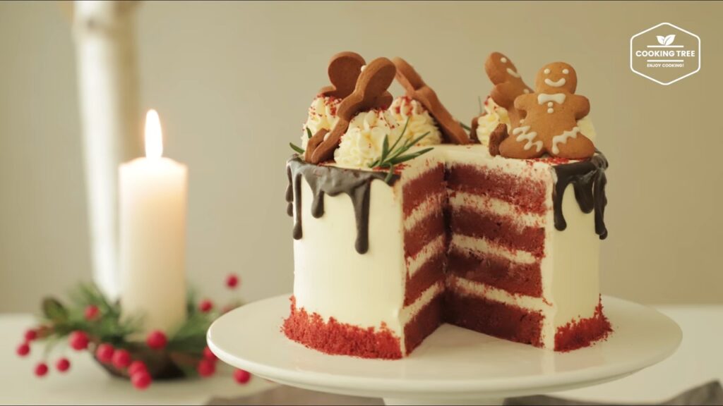Christmas Red velvet cake Recipe Cooking tree
