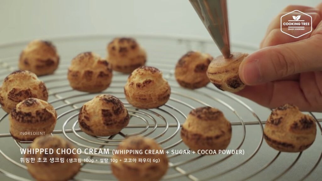 Cocoa meringue choux Cream puffs Recipe Cooking tree