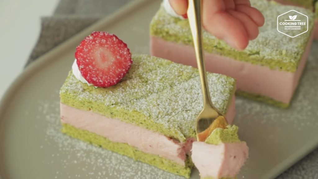 Green tea strawberry mousse cake Recipe Cooking tree