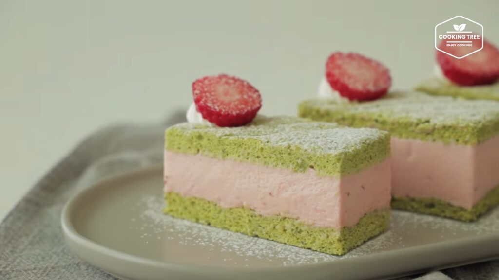 Green tea strawberry mousse cake Recipe Cooking tree