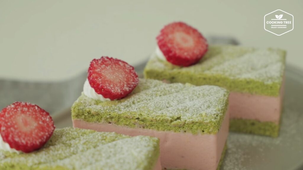 Green tea strawberry mousse cake Recipe Cooking tree