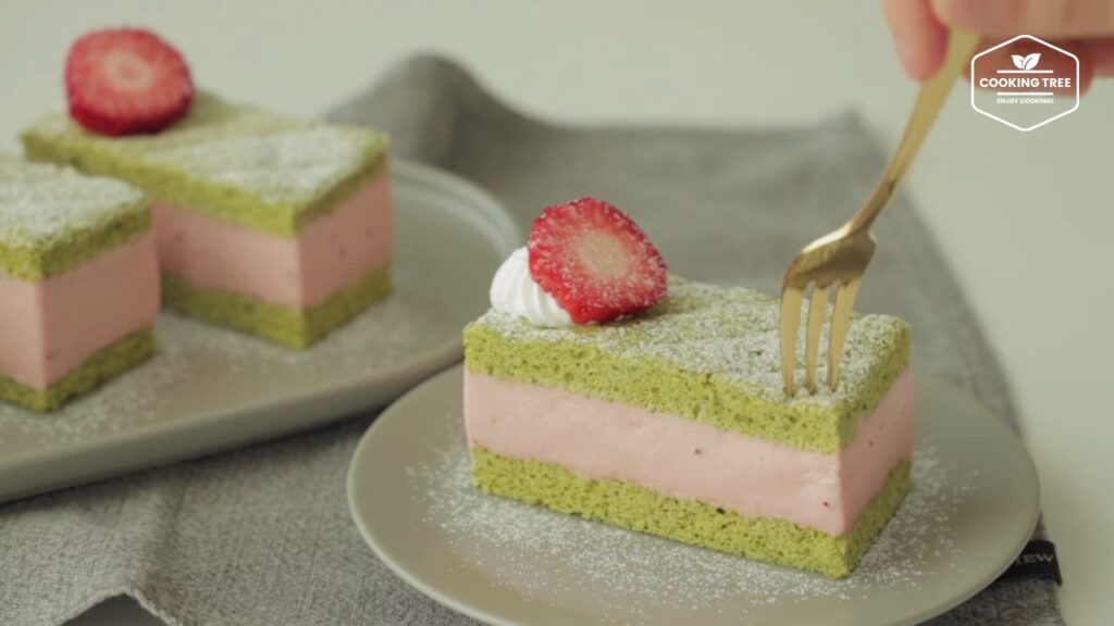 Green tea strawberry mousse cake Recipe Cooking tree