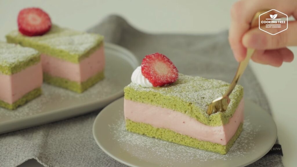 Green tea strawberry mousse cake Recipe Cooking tree