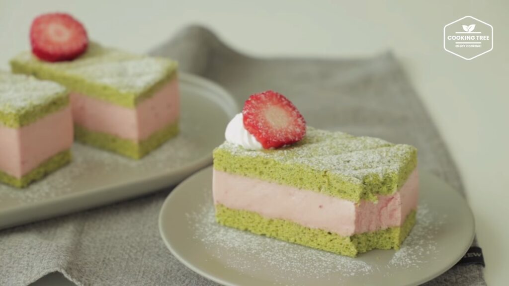 Green tea strawberry mousse cake Recipe Cooking tree