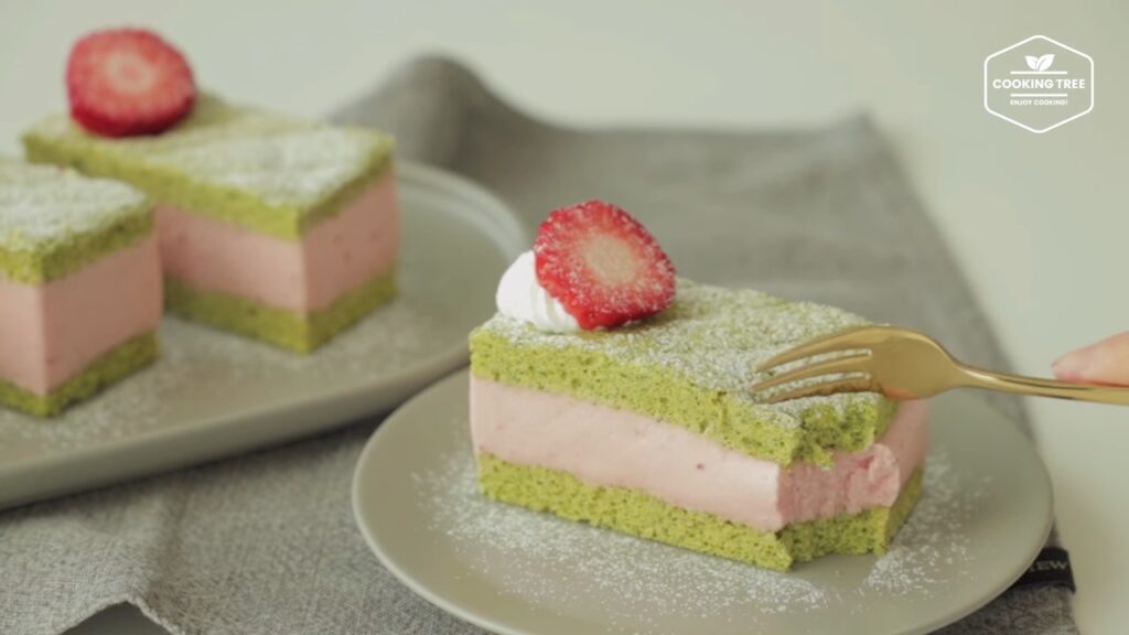 Green tea strawberry mousse cake Recipe Cooking tree