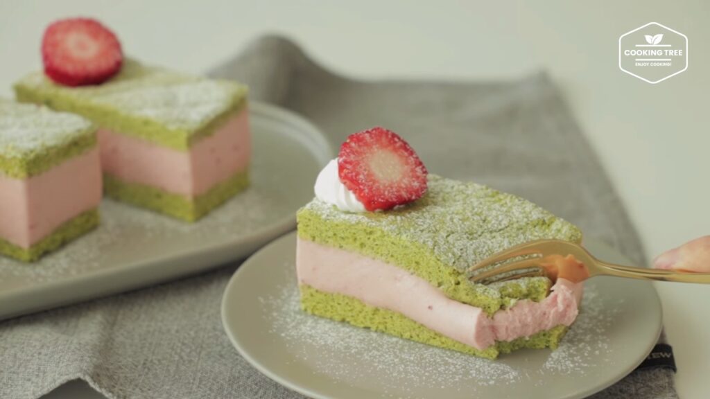 Green tea strawberry mousse cake Recipe Cooking tree