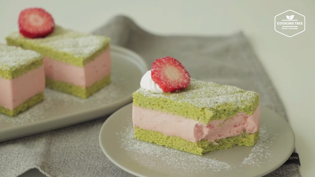 Green tea strawberry mousse cake Recipe Cooking tree