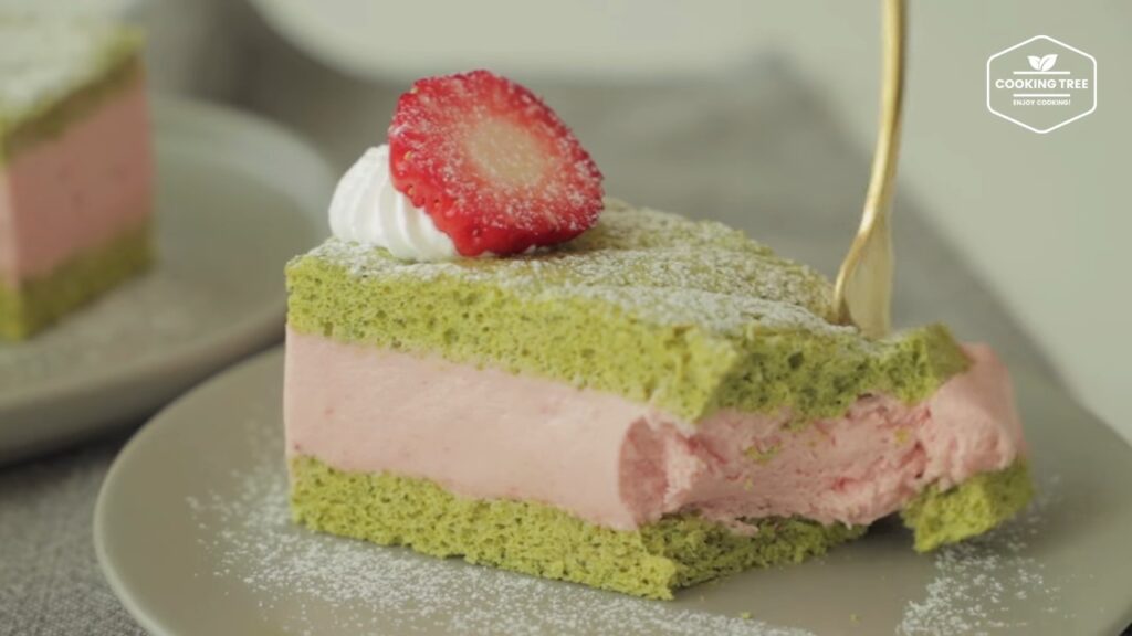 Green tea strawberry mousse cake Recipe Cooking tree