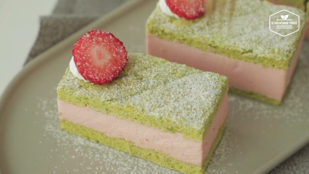 Green tea strawberry mousse cake Recipe Cooking tree