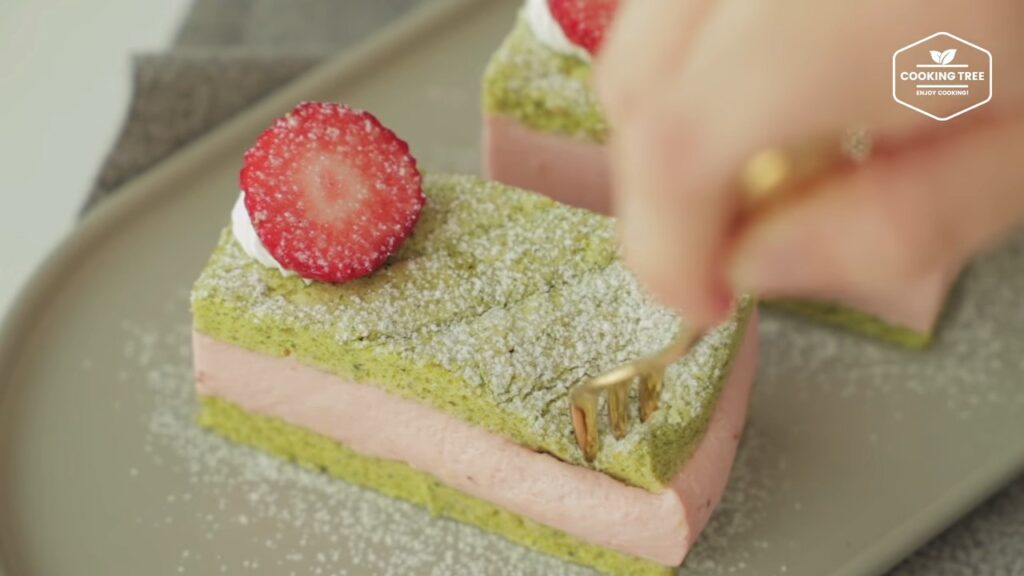 Green tea strawberry mousse cake Recipe Cooking tree