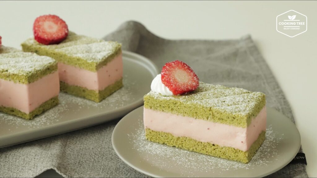 Green tea strawberry mousse cake Recipe Cooking tree