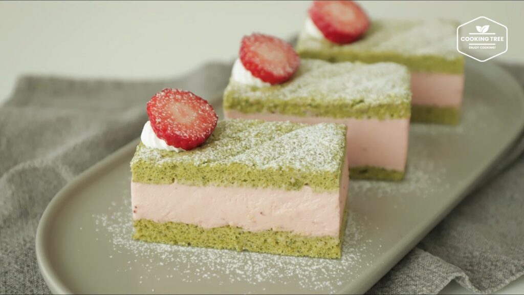 Green tea strawberry mousse cake Recipe Cooking tree