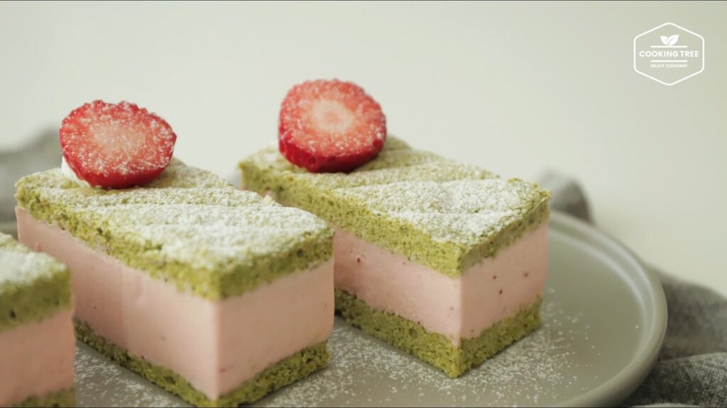 Green tea strawberry mousse cake Recipe Cooking tree