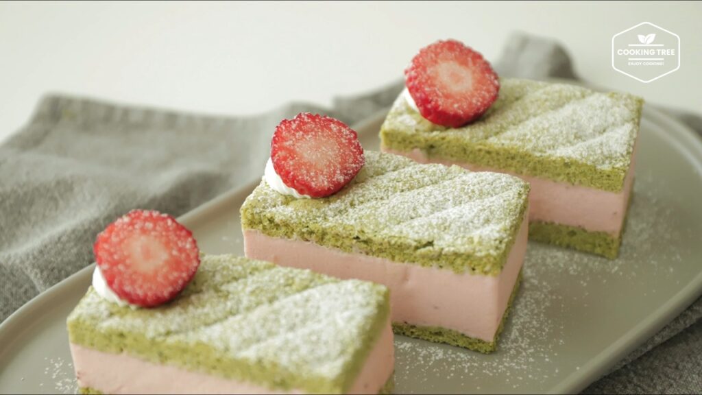 Green tea strawberry mousse cake Recipe Cooking tree