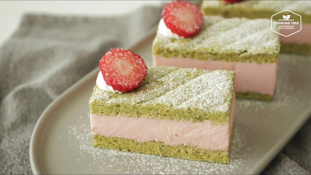 Green tea strawberry mousse cake Recipe Cooking tree