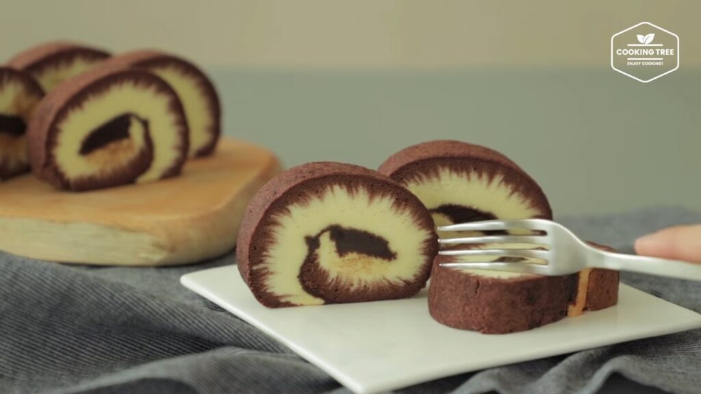 Hurricane swiss roll Chocolate roll cake Cooking tree