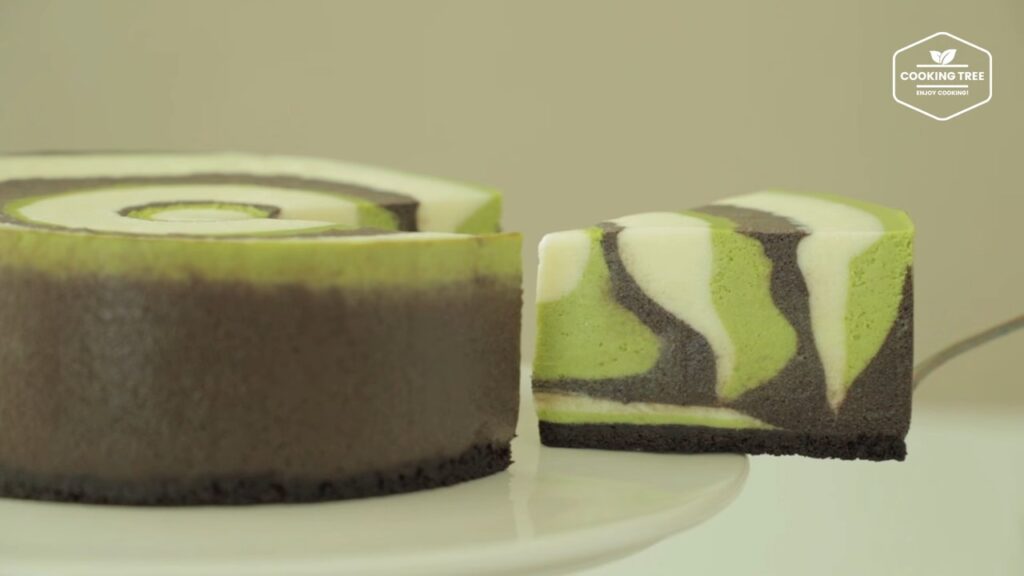 Matcha Chocolate Vanilla Zebra Cheesecake Cooking tree