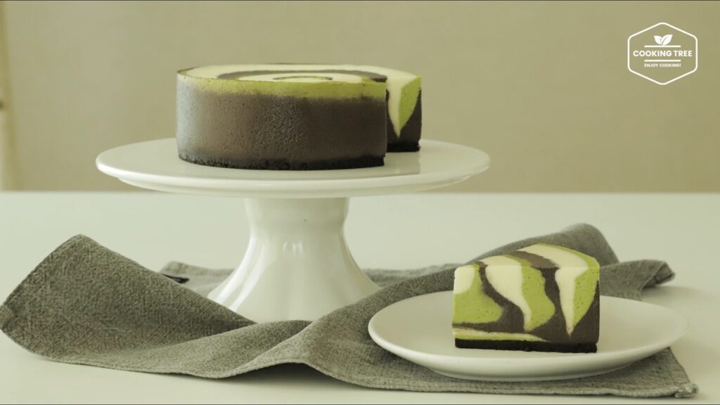 Matcha Chocolate Vanilla Zebra Cheesecake Cooking tree