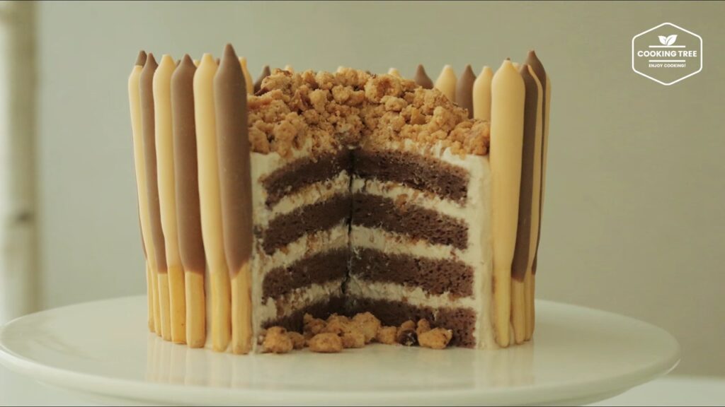 Mocha crumble pepero cake Recipe Cooking tree