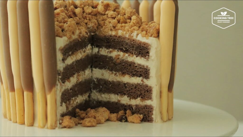 Mocha crumble pepero cake Recipe Cooking tree