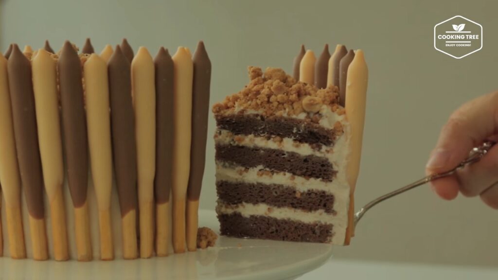 Mocha crumble pepero cake Recipe Cooking tree