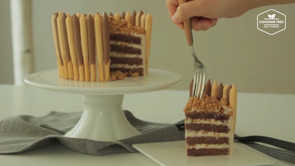 Mocha crumble pepero cake Recipe Cooking tree