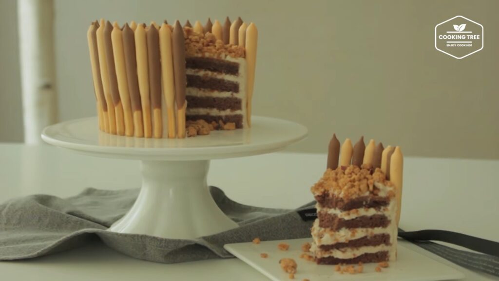 Mocha crumble pepero cake Recipe Cooking tree