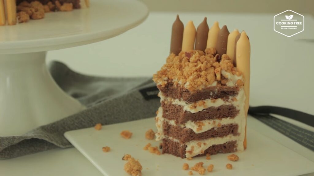 Mocha crumble pepero cake Recipe Cooking tree