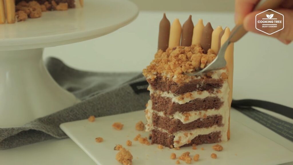 Mocha crumble pepero cake Recipe Cooking tree