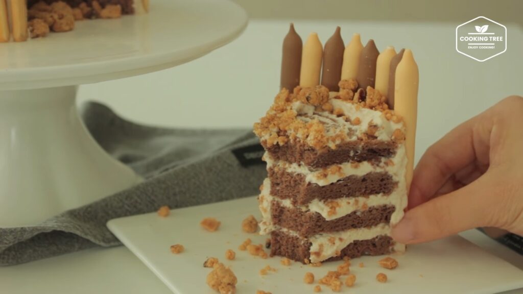 Mocha crumble pepero cake Recipe Cooking tree