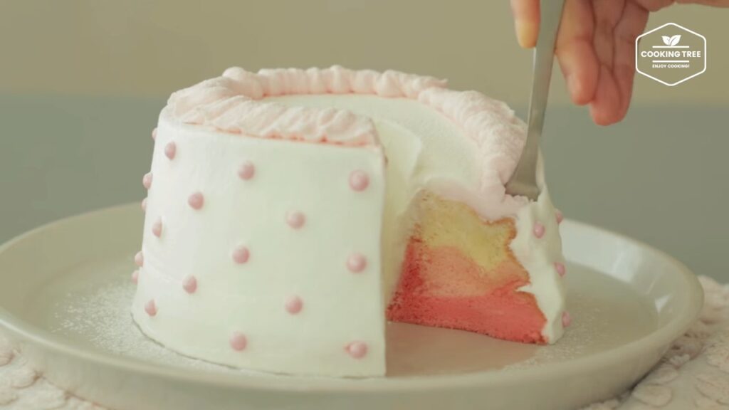 Pink ombre chiffon cake Recipe Cooking tree