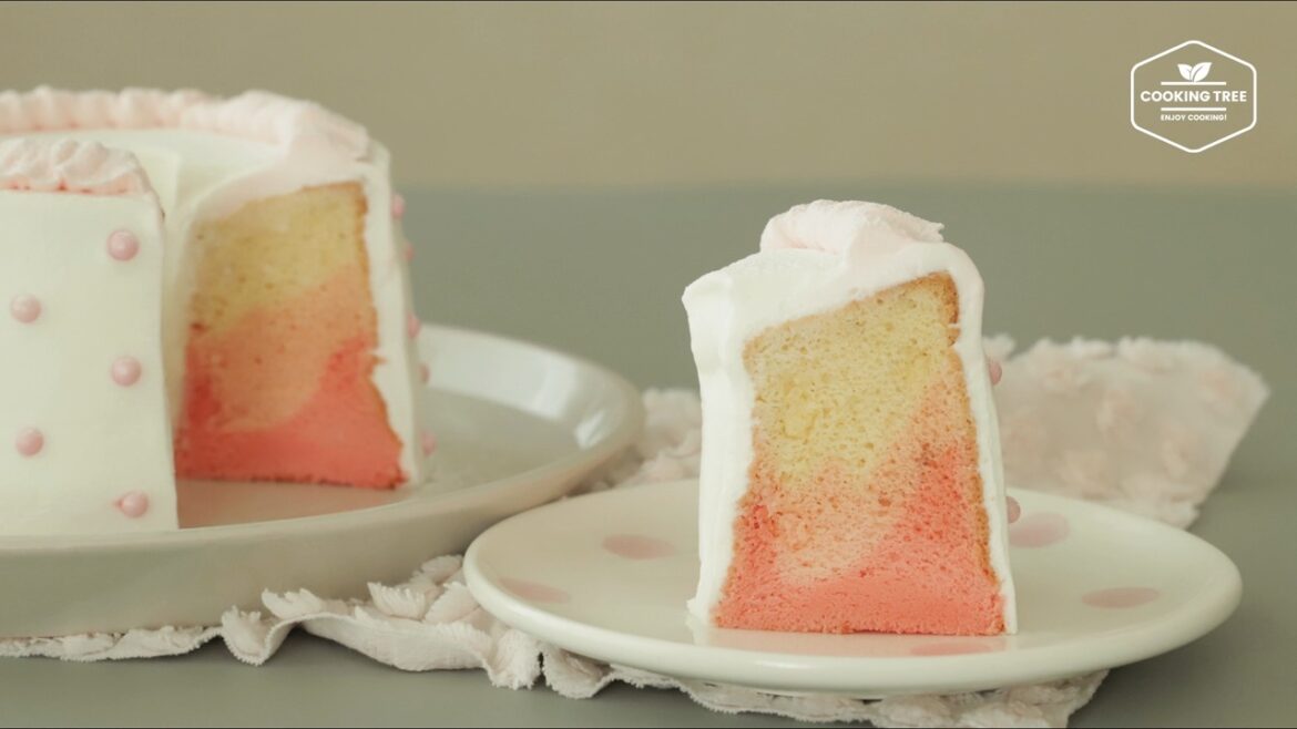 Pink ombre chiffon cake Recipe Cooking tree