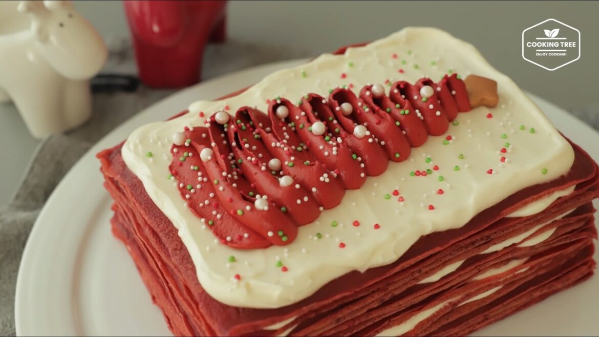 Christmas Red Velvet Crepe Cake Recipe Christmas Red Velvet Crepe Cake Recipe
