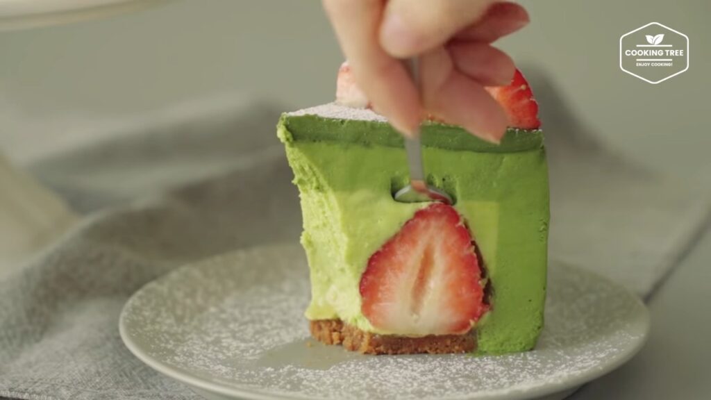 No Bake Strawberry Green teaMatcha Cheesecake