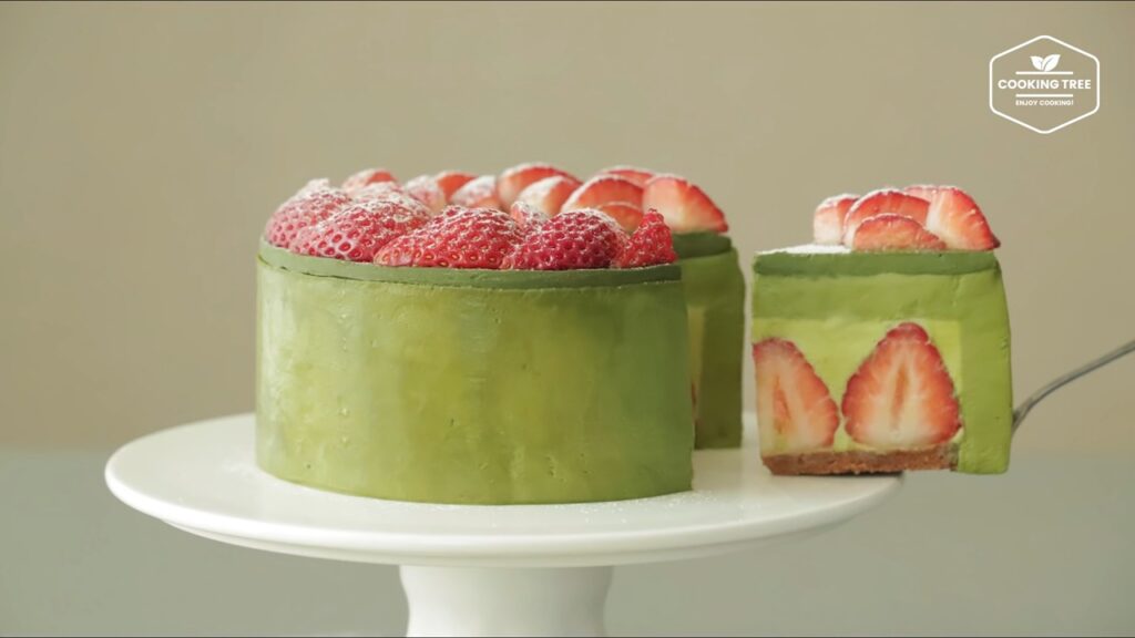 No Bake Strawberry Green teaMatcha Cheesecake