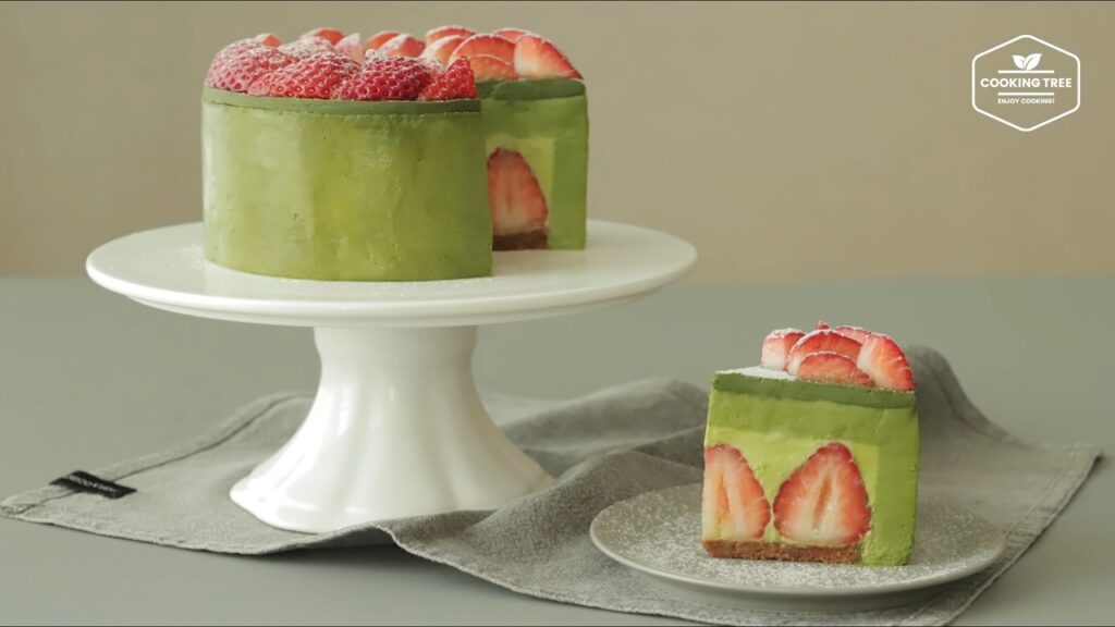 No Bake Strawberry Green teaMatcha Cheesecake