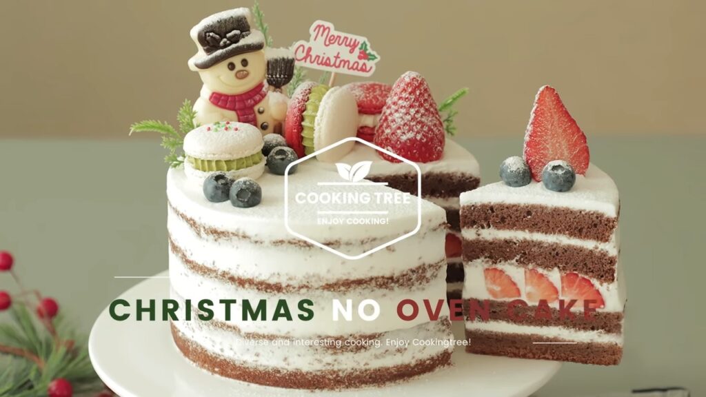 No oven Christmas Strawberry Cake without Oven