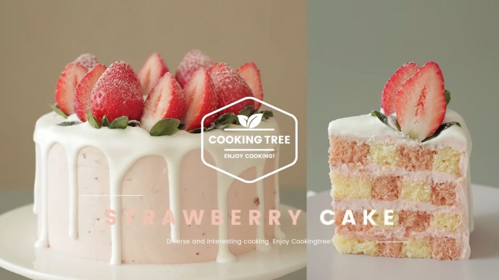 Strawberry Checkerboard Cake Recipe
