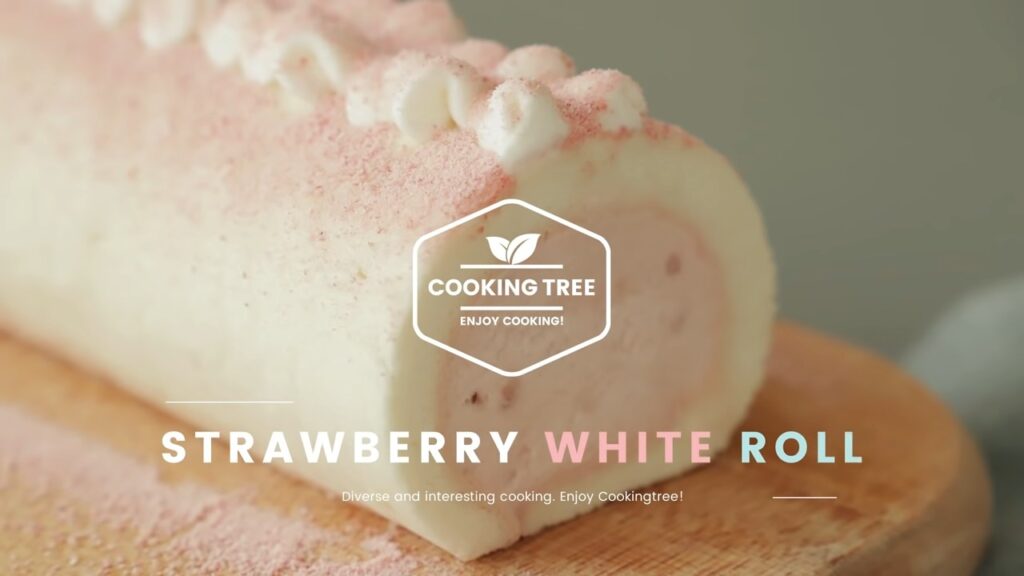 Rezept für weißen Rollkuchen mit Erdbeerschokolade