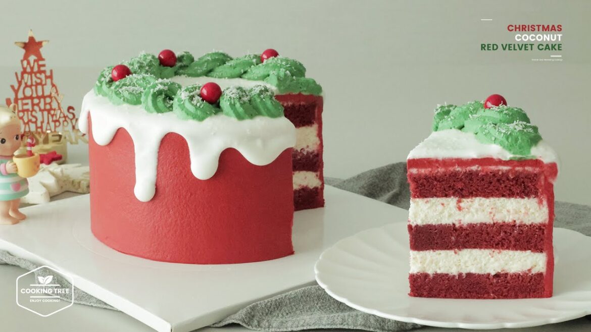 image that shows Christmas Coconut Red Velvet Cake